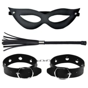 Kit Chicotinho Com Algema E Máscara Dominatrix