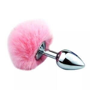 Plug Anal Aço Pompom Coelho