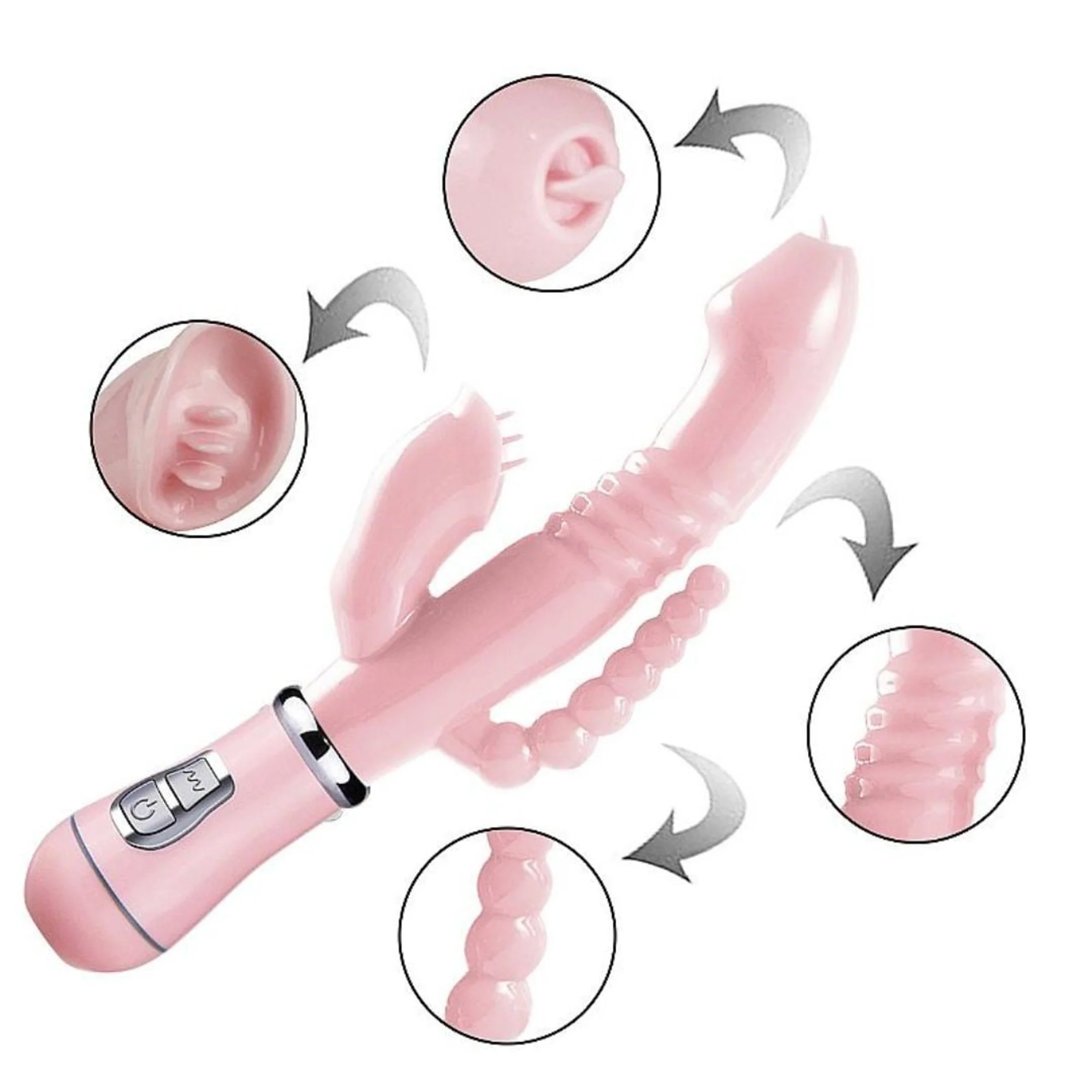 Vibrador Tripla Estimulação com Língua 12 Vibrações